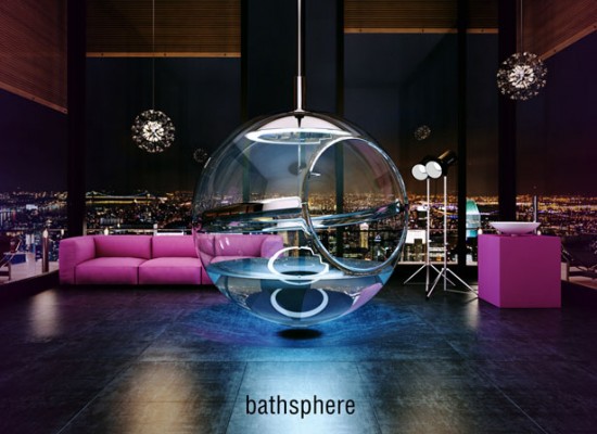 まるで近未来のバスルーム。宙に浮くガラス玉のバスルーム「BATHSPHERE」 ONE PROJECT