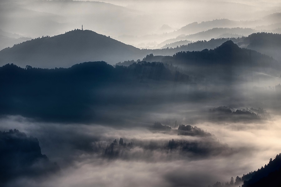この世のものとは思えない美しい霧がたちこめる自然風景写真2