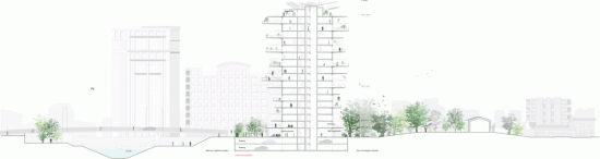 藤本壮介が手がけるフランスのモントリオールのタワーブロックがパイナップルのような建物
