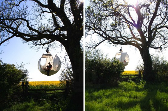 球体型の木に吊るして使うテント「roomoon」