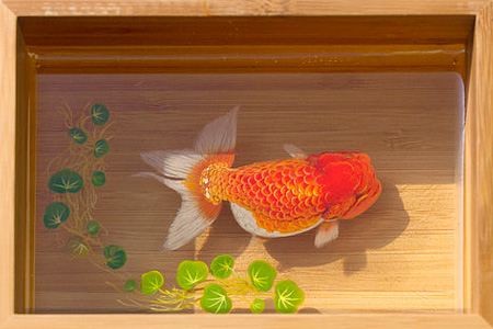 金魚絵師の深堀隆介氏にインスパイアされて描かれた美しい３Dアート