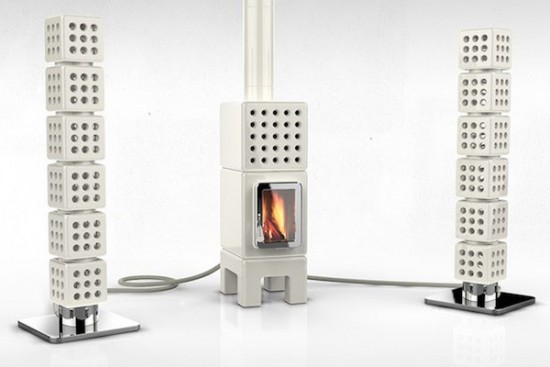 オーディオスピーカーのようなデザインの暖炉「ThermoStack」